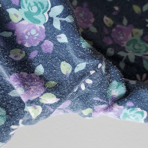Nanette girls long pants 12 blue with green purple flower print throughout - Picture 7 of 11